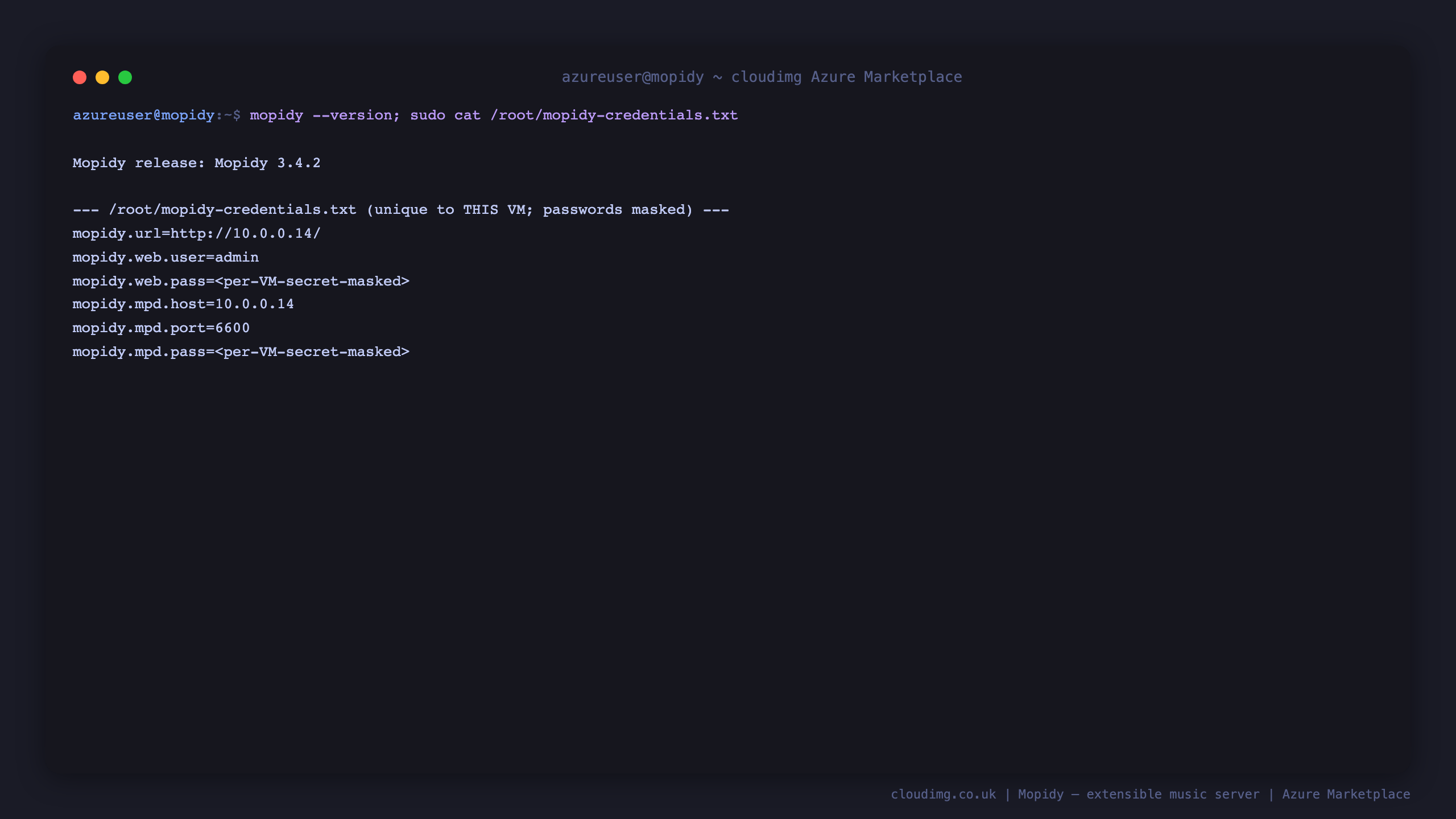 Version and per-VM credentials