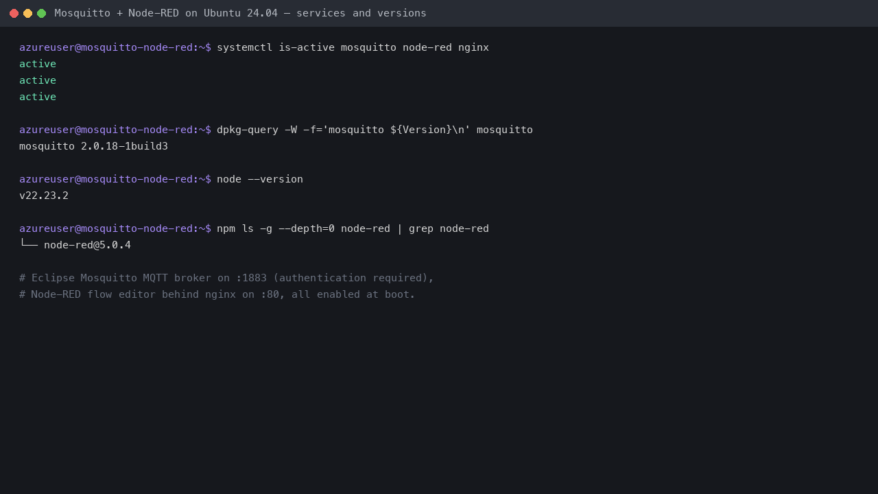 Services active and component versions