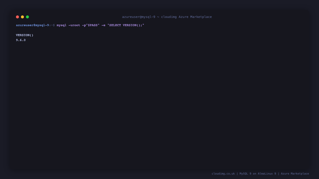 SELECT VERSION() returning 9.6.0 from the rotated-password root login
