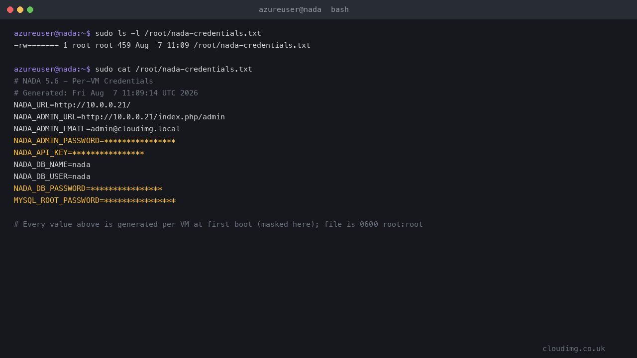 The per VM credentials file with the administrator login and rotated secrets