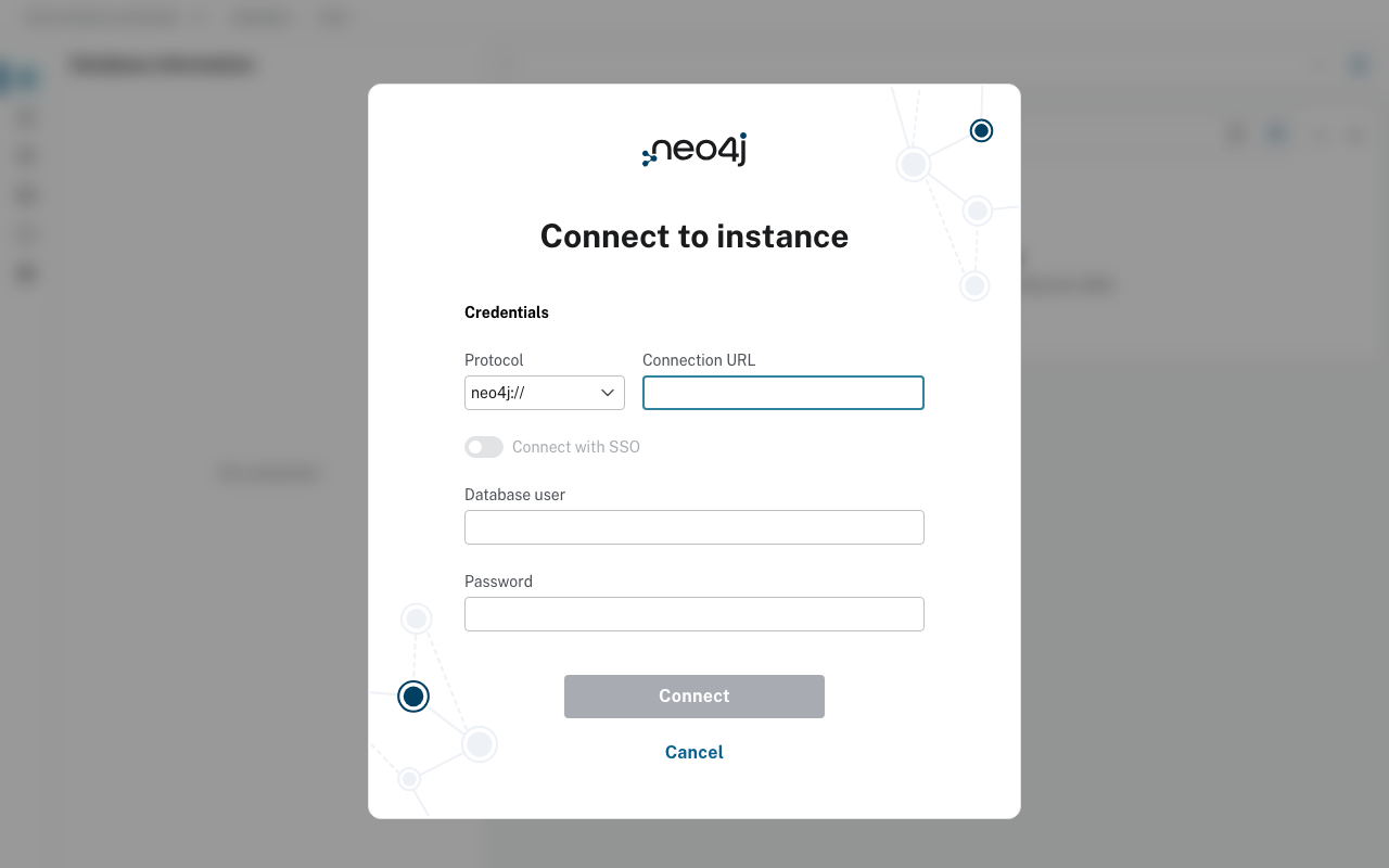 Neo4j Browser sign-in dialog on a freshly launched cloudimg AMI