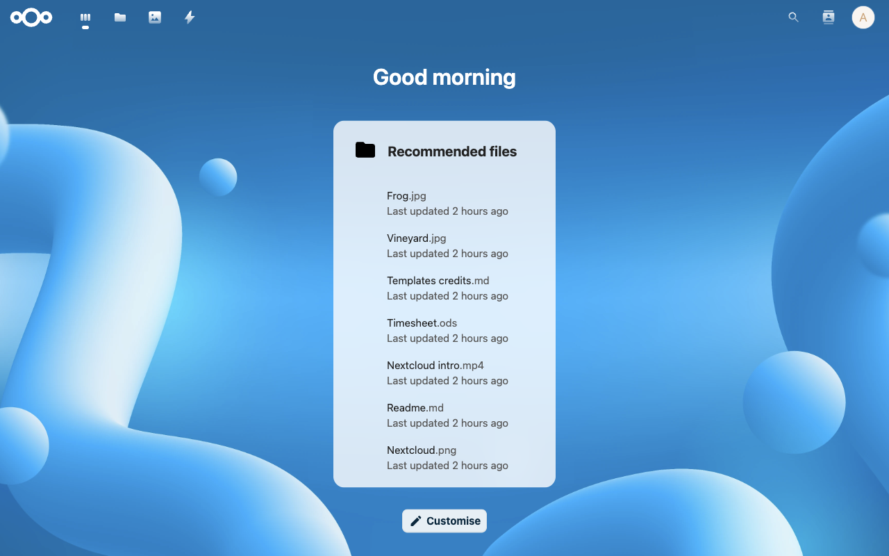 Nextcloud dashboard