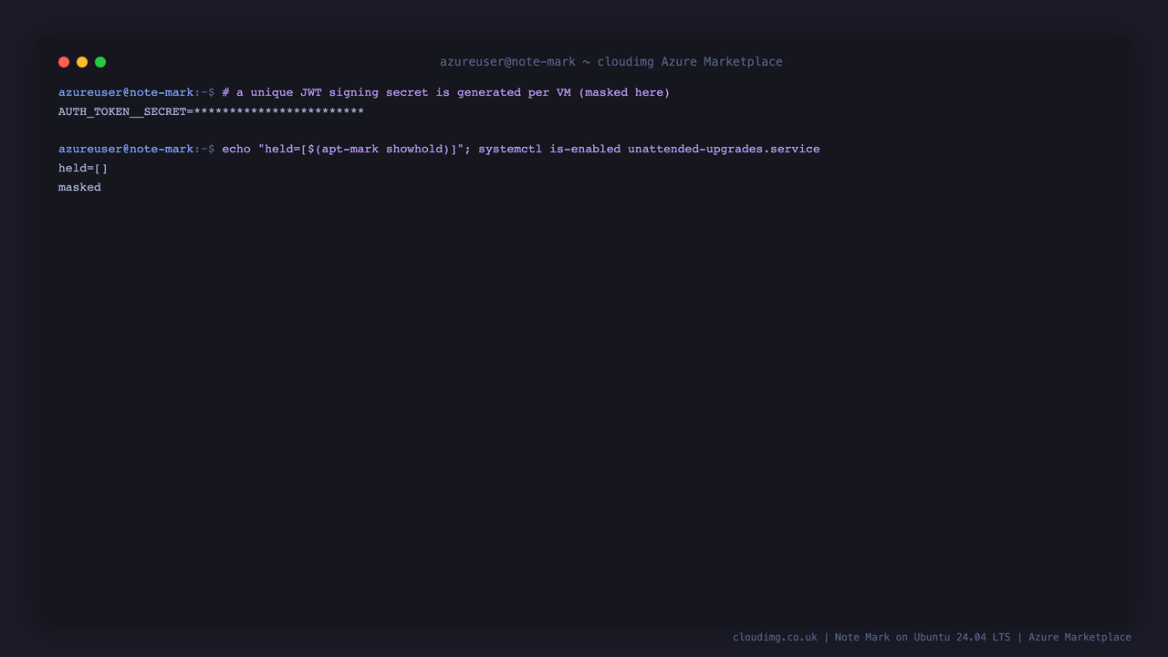 The per-VM token signing secret and the OS security baseline