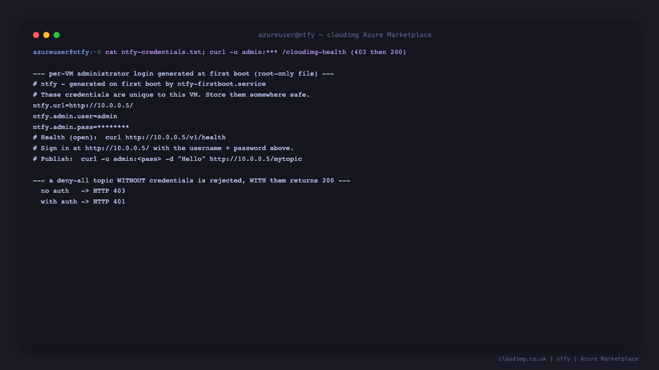 ntfy per-VM credentials