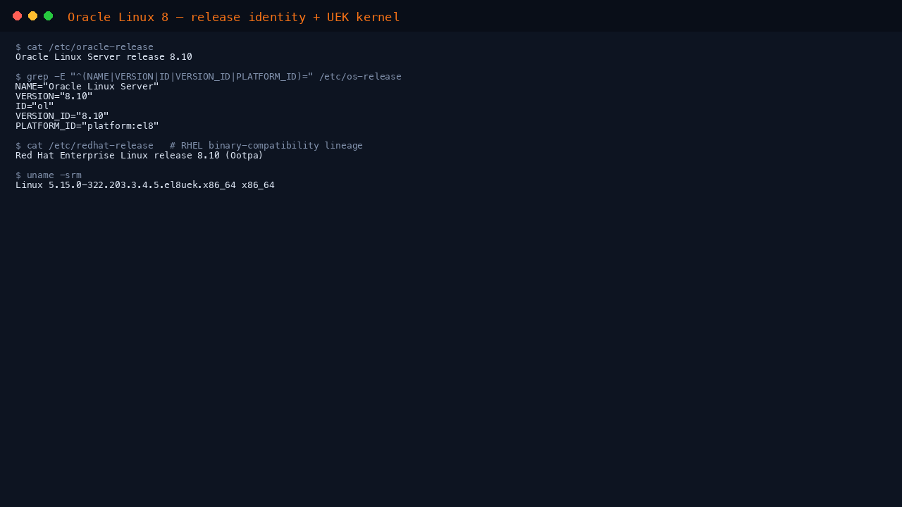 Verifying the Oracle Linux 8 release and UEK kernel