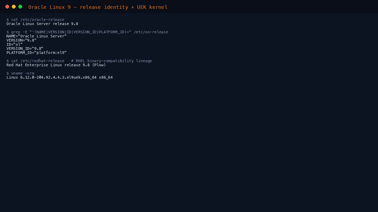 Verifying the Oracle Linux 9 release and UEK kernel