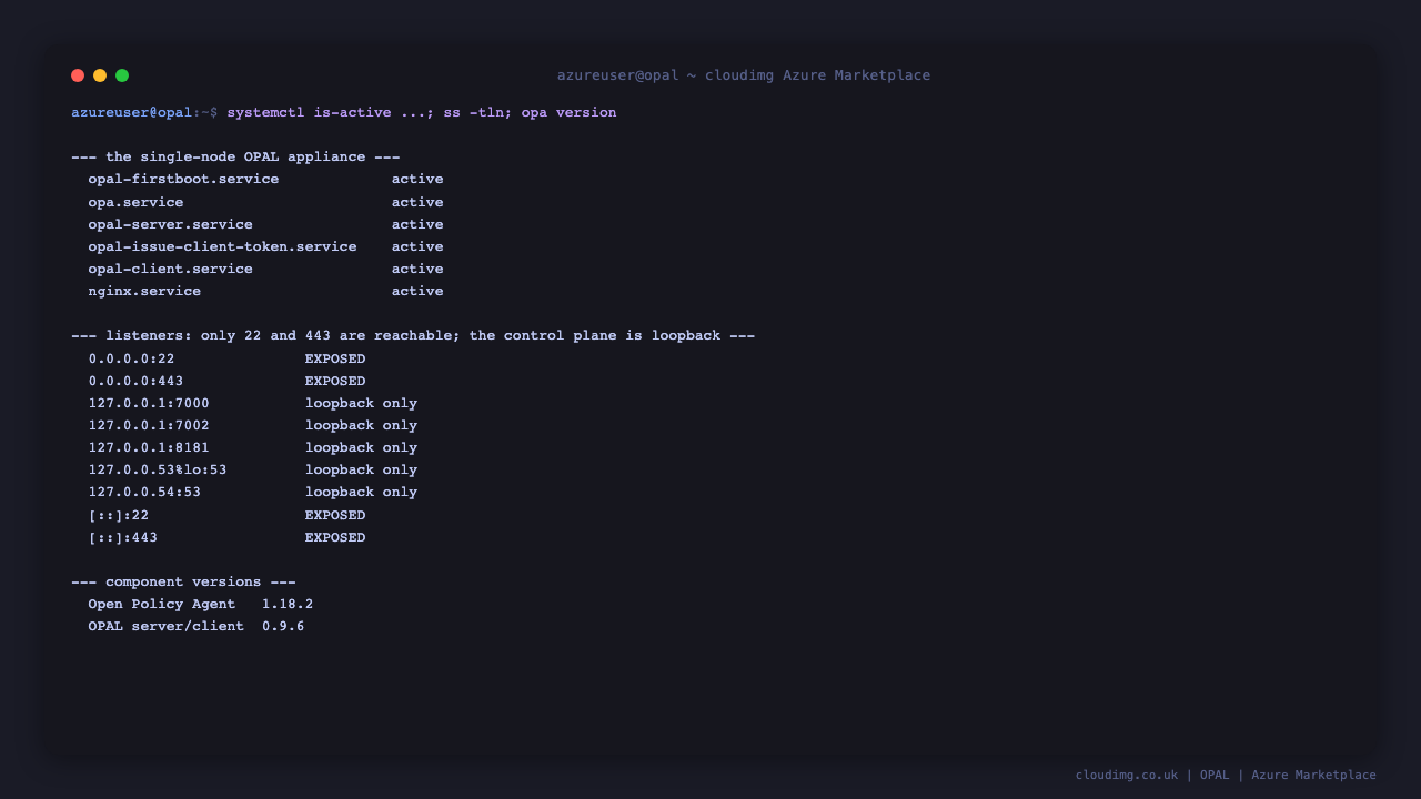 OPAL appliance status and listener posture