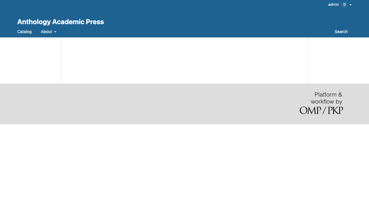 The public reader facing catalogue for a press, showing the press title, the Catalog and About navigation and the OMP powered storefront