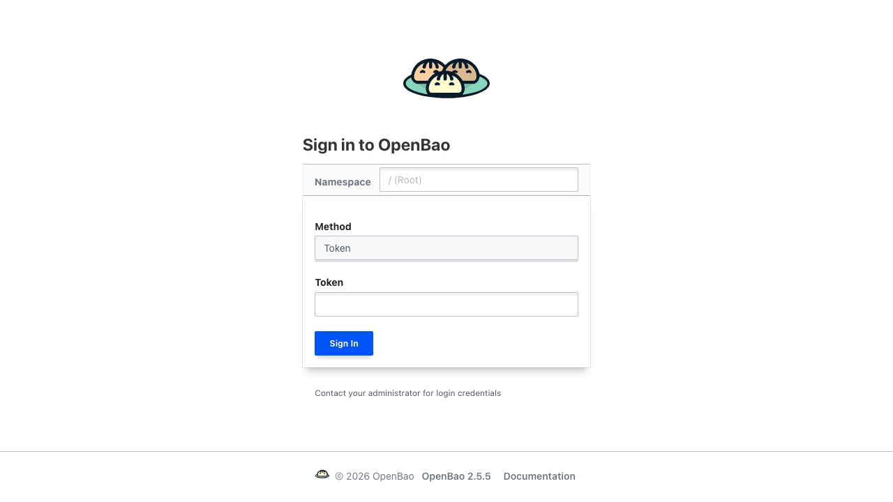 OpenBao secret detail in the web UI