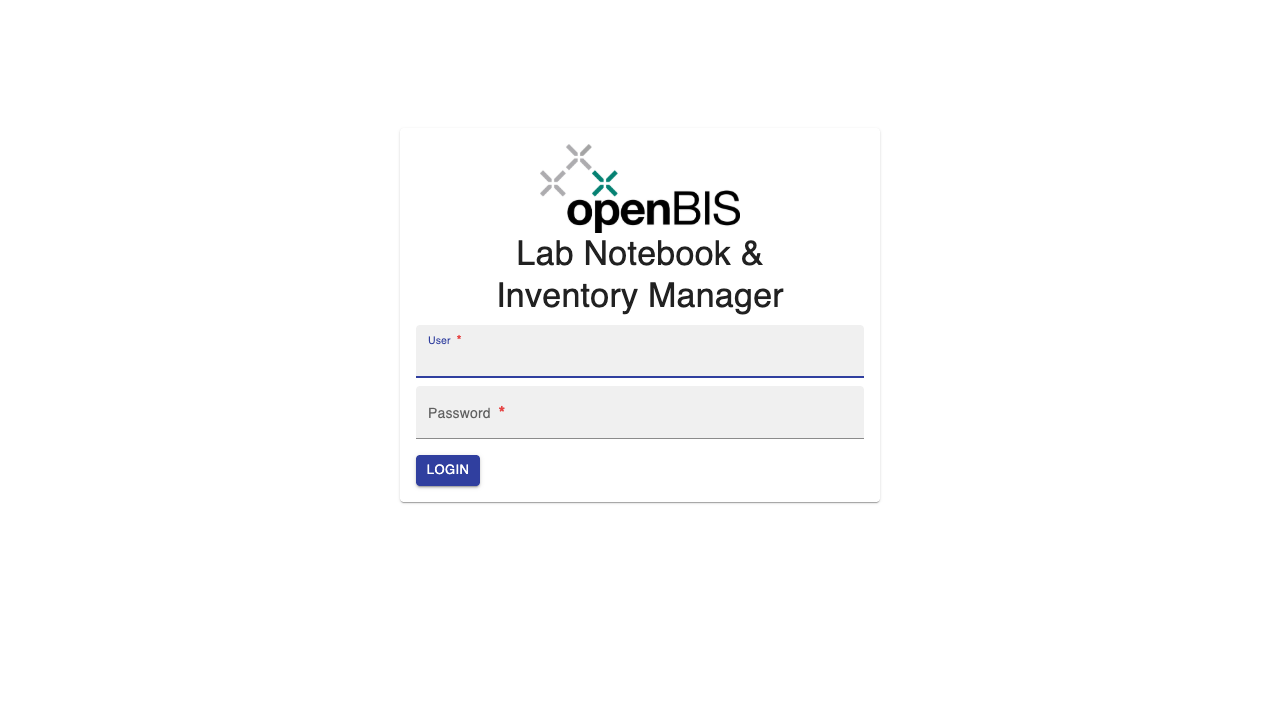 openBIS ELN-LIMS login page