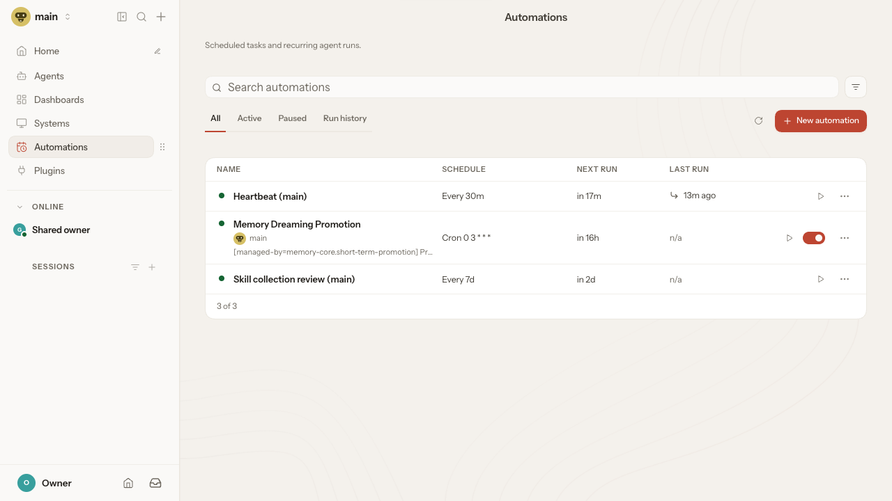 Automations in the Control UI