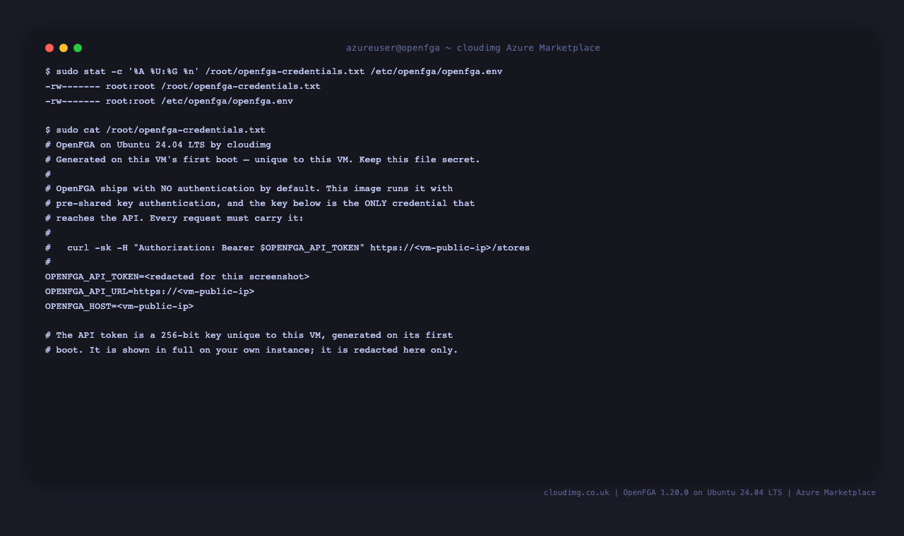 The per-VM credentials file, readable only by root