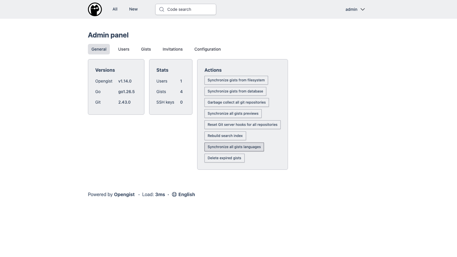 Admin panel