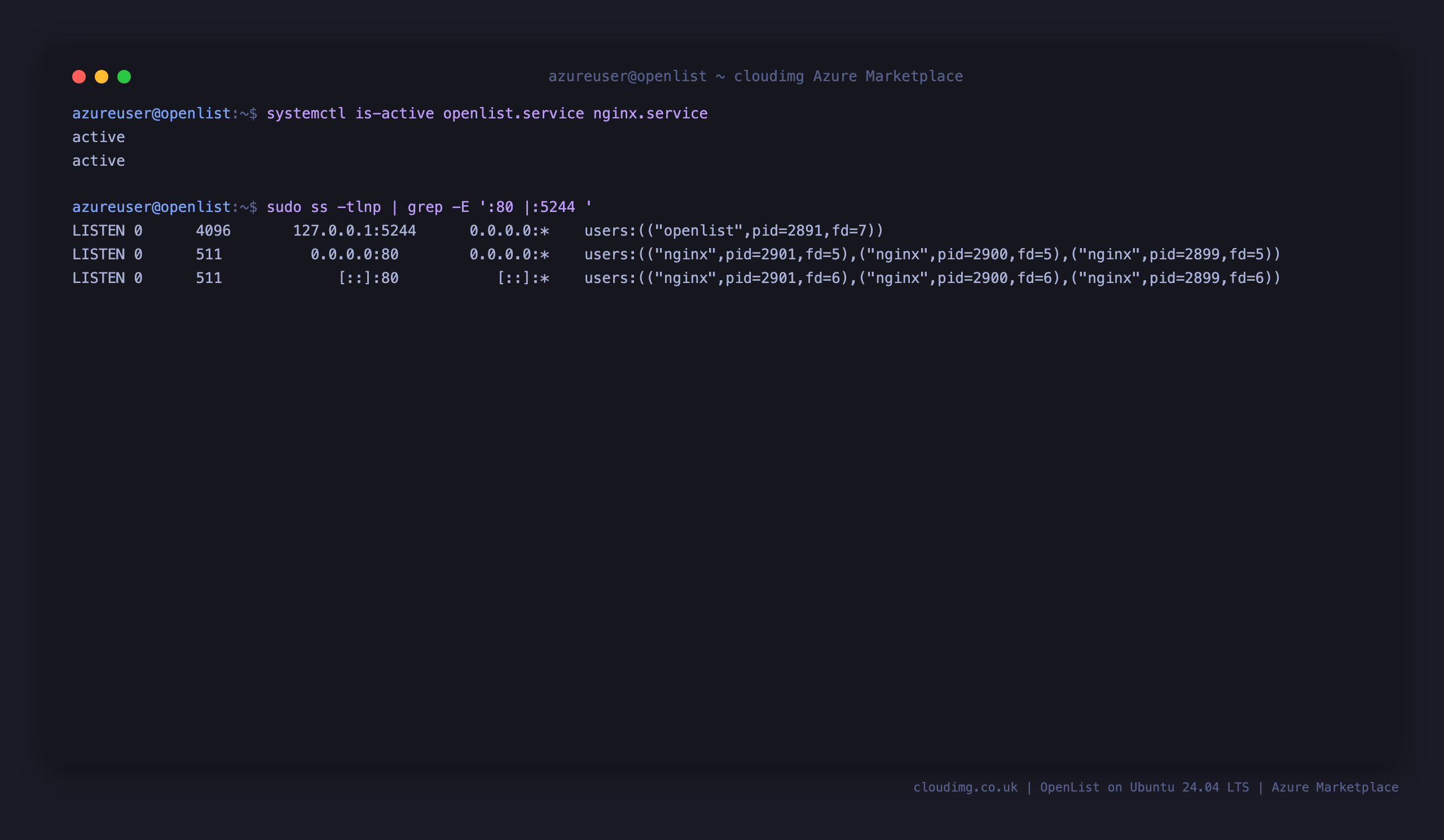 Service status and loopback bind