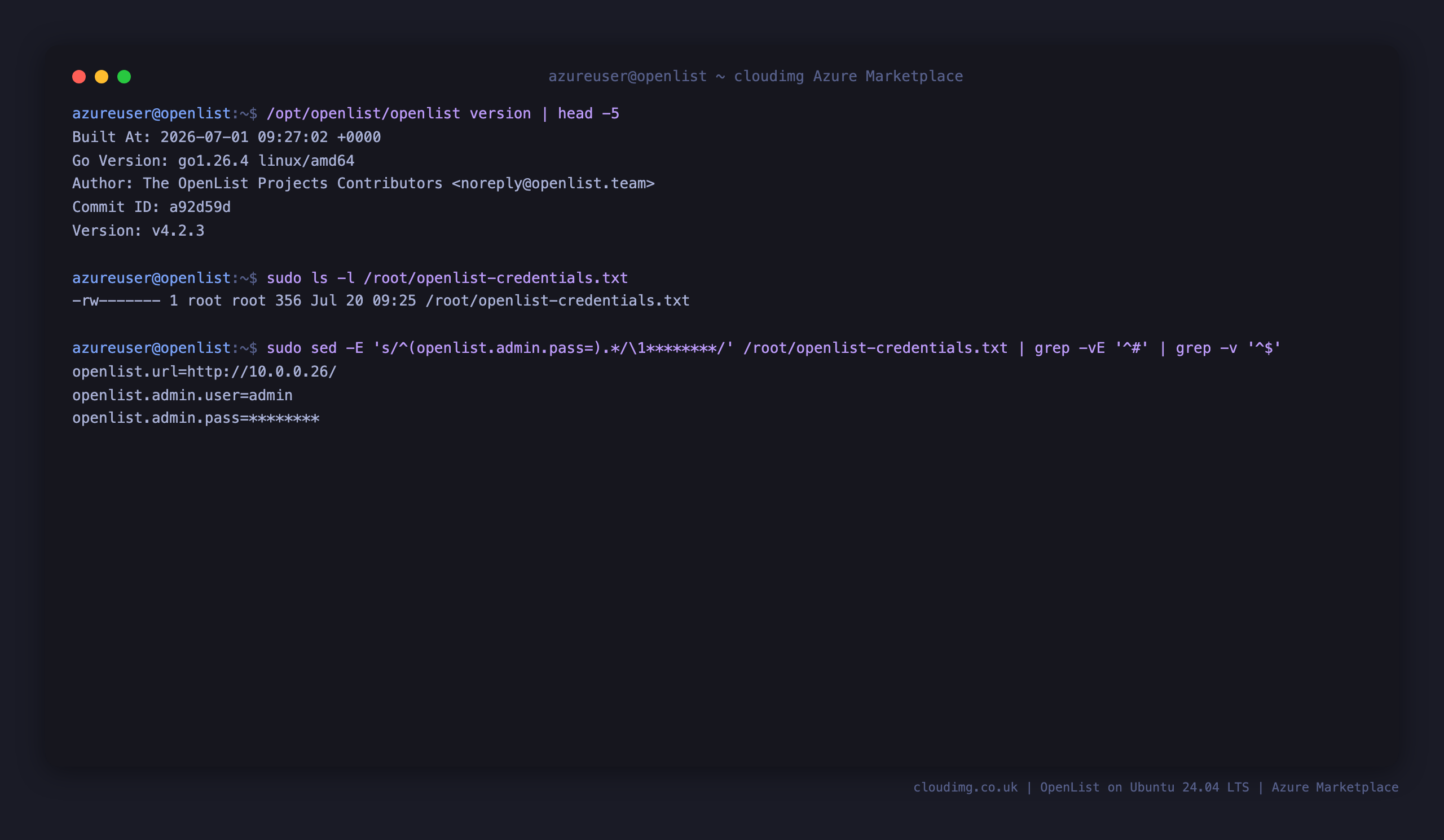 Version and per-VM credentials