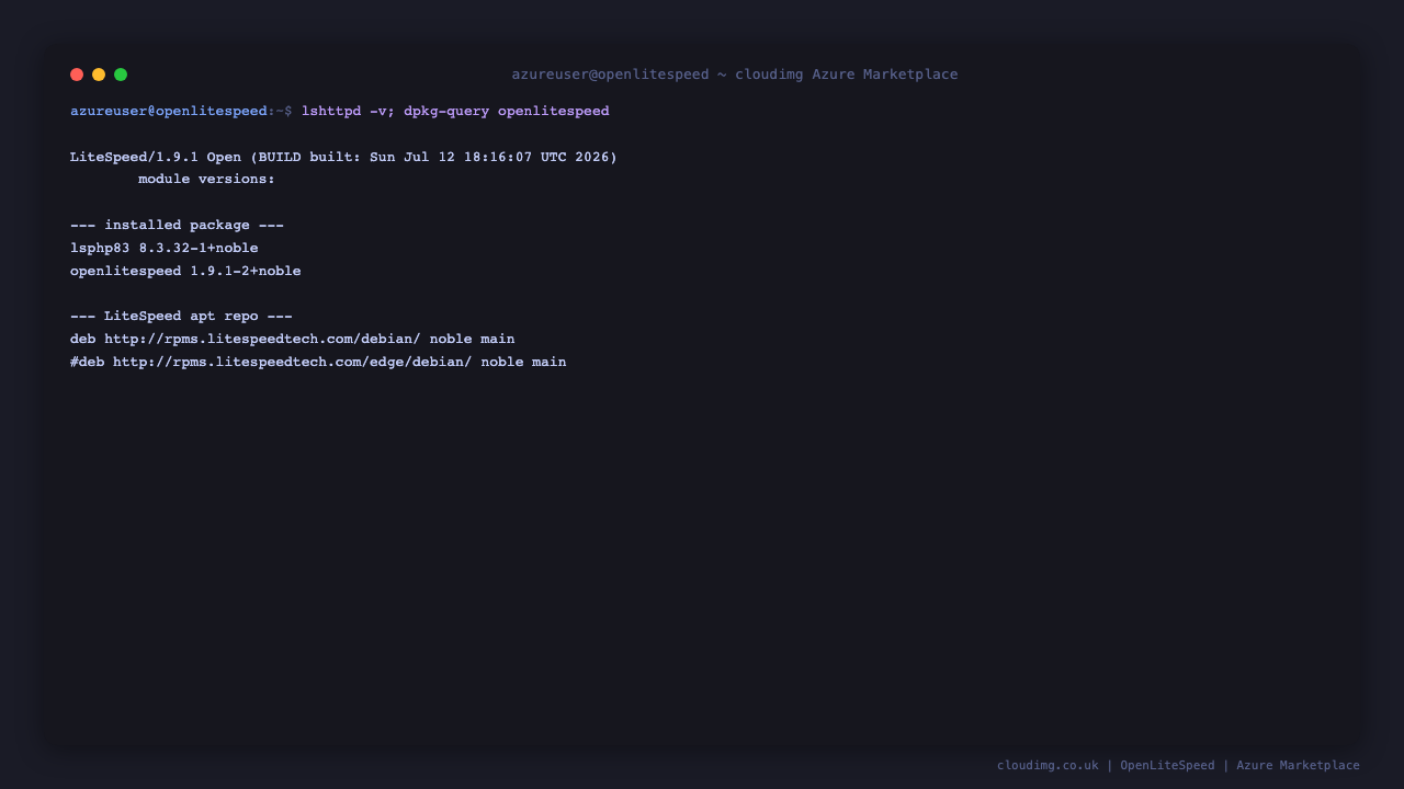 OpenLiteSpeed and lsphp83 package versions and the LiteSpeed apt repository source