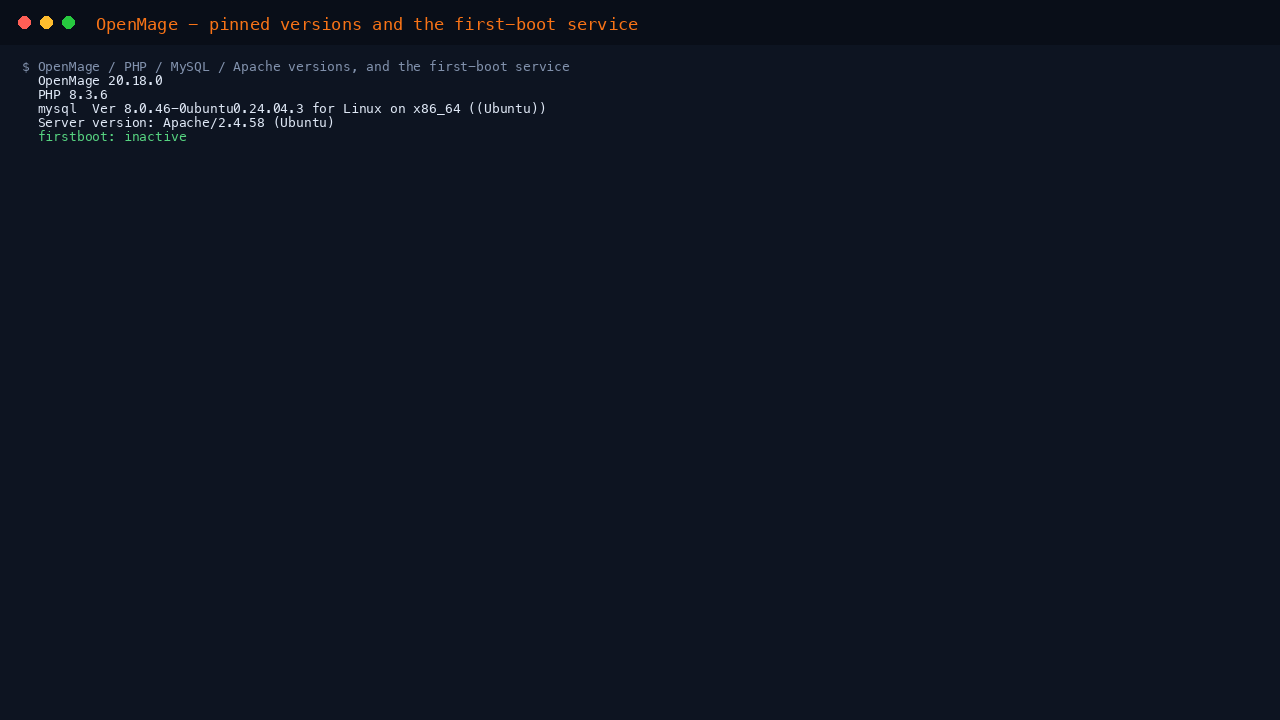 Version, stack and first-boot service