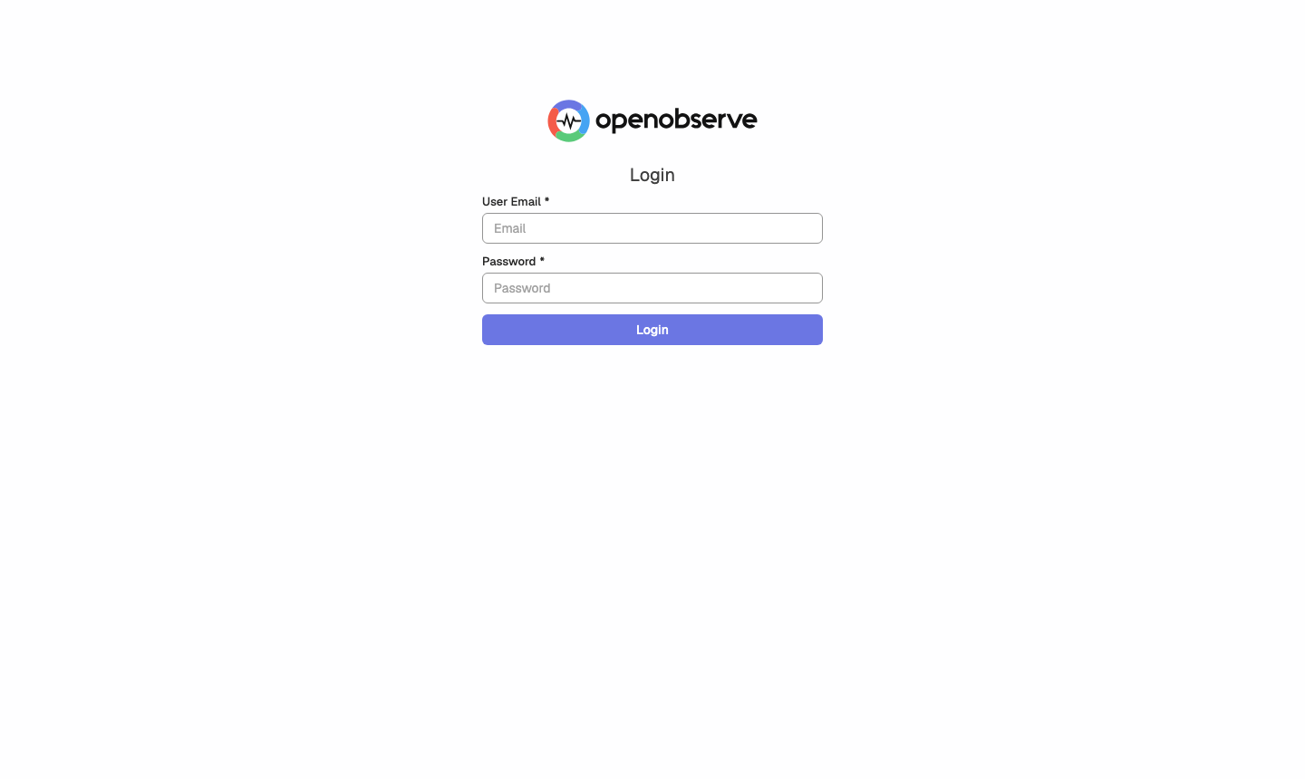 The OpenObserve sign in page