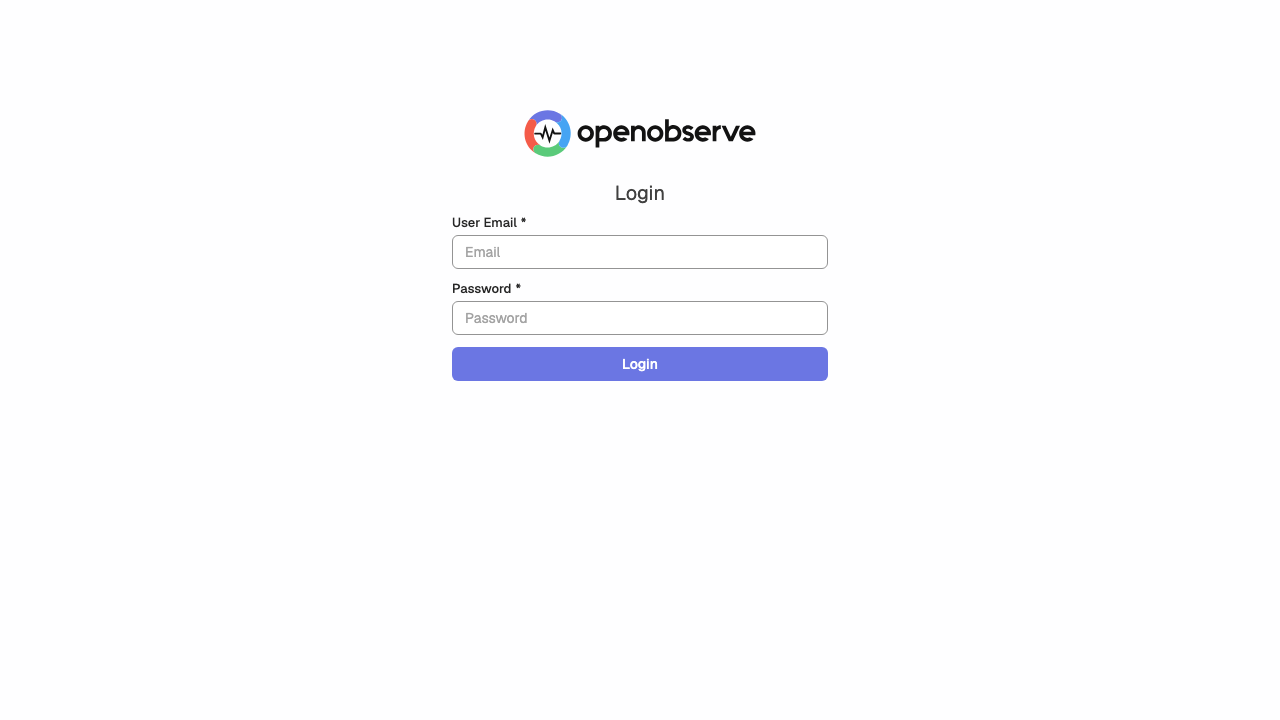 The OpenObserve sign in page