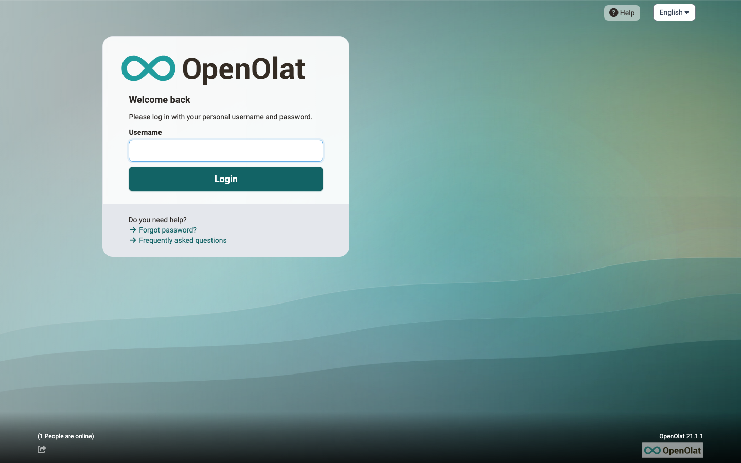The OpenOLAT sign-in page served over HTTPS