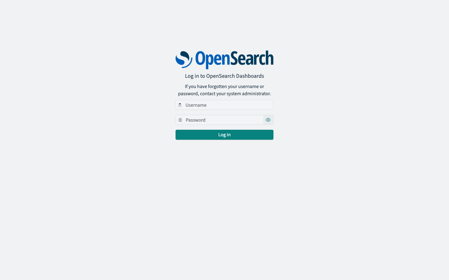 The OpenSearch Dashboards sign in page served over HTTPS by nginx
