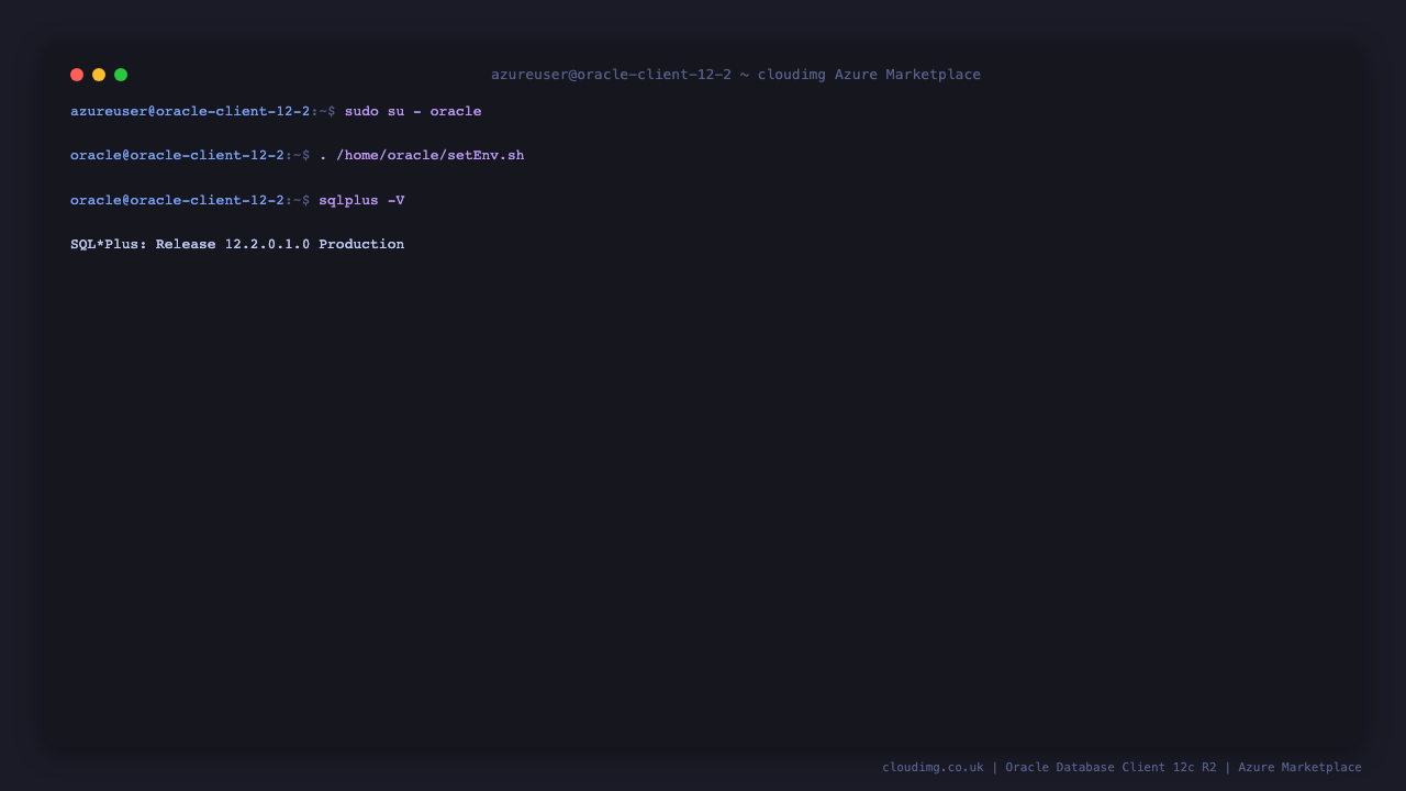 SQL*Plus version 12.2.0.1.0 reported on the build VM