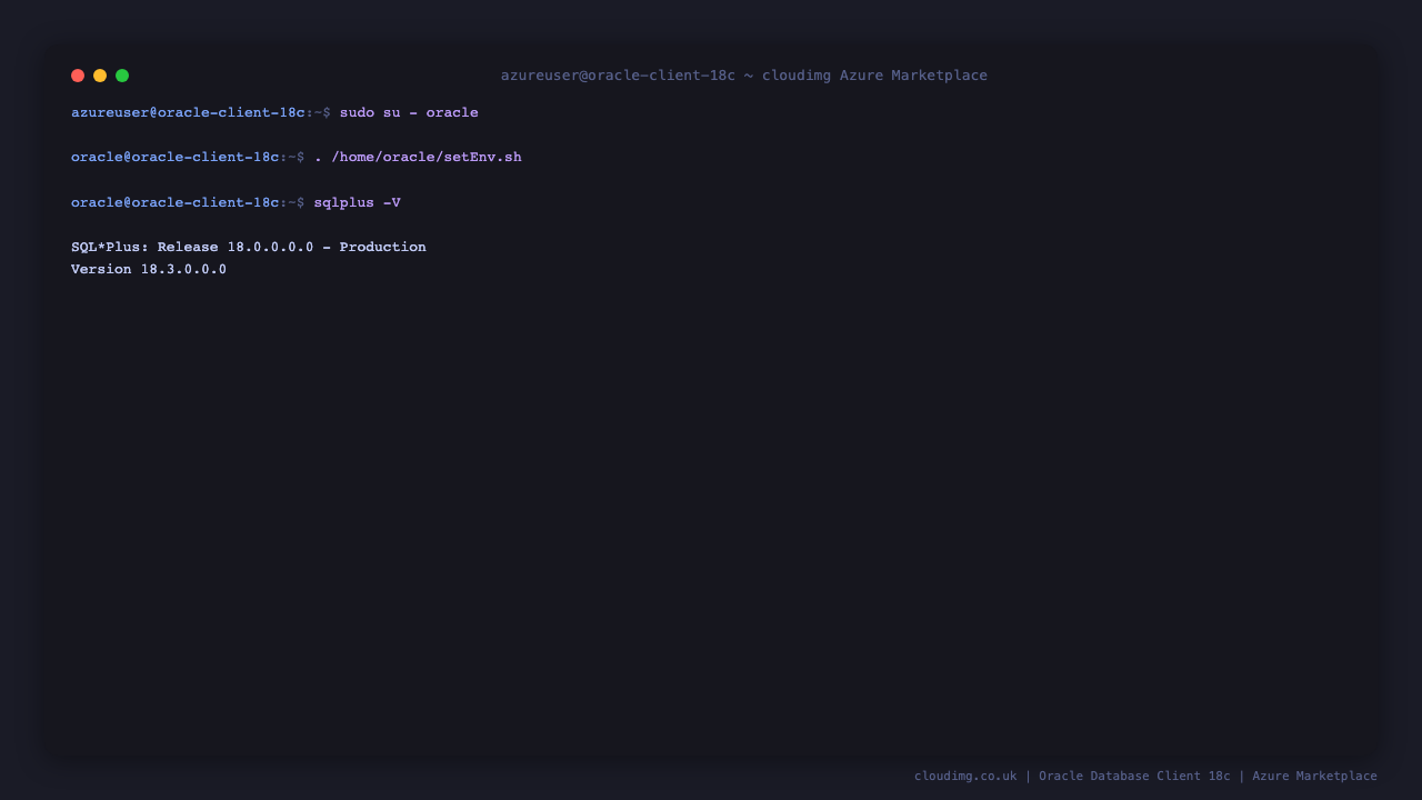 SQL*Plus version 18.3.0.0.0 reported on the build VM