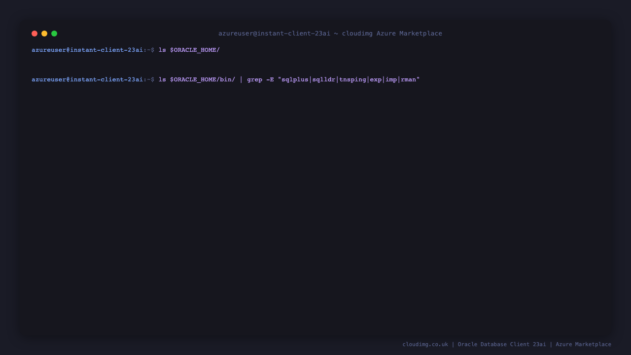 Oracle Home directory listing showing assistants, bin, jdbc, lib, network, ldap and the binary tree containing adrci, exp, expdp, imp, impdp, rman, sqlplus, sqlldr, tnsping