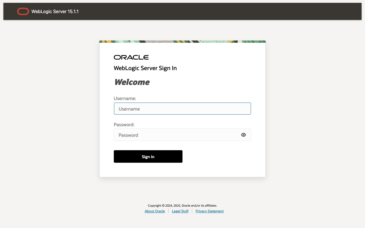 WebLogic Server Sign In page
