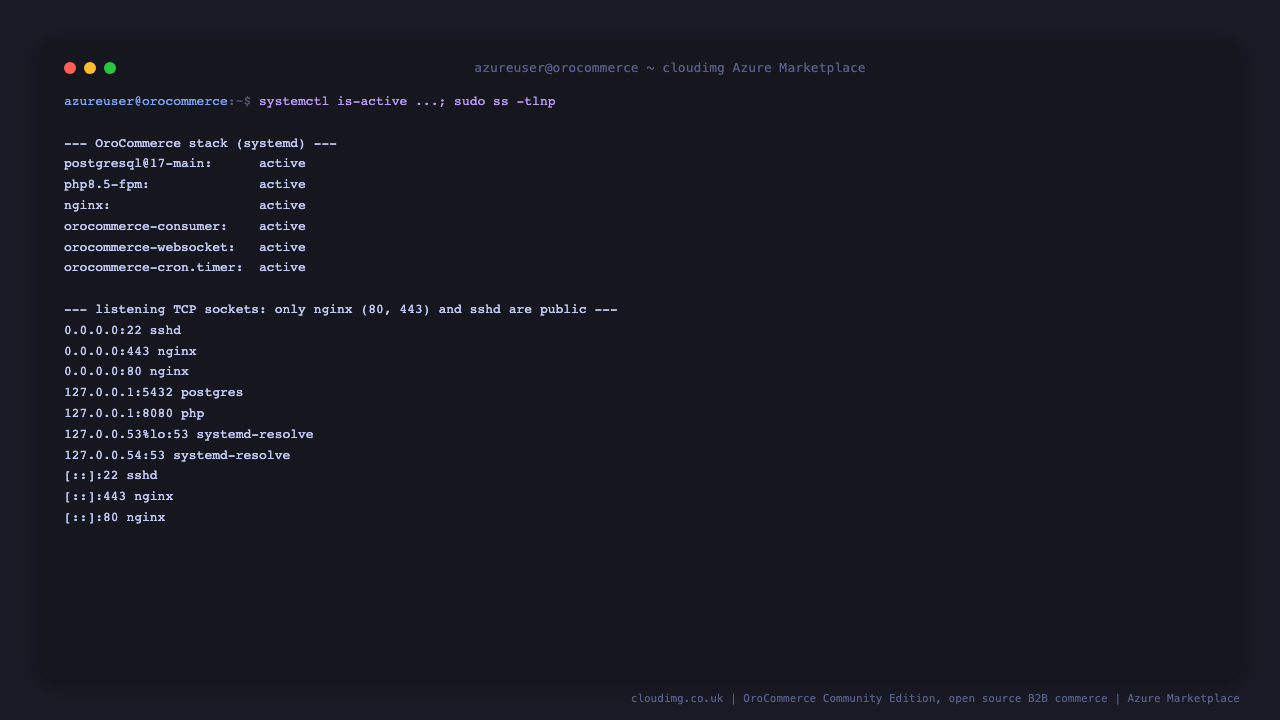 OroCommerce services and listening sockets