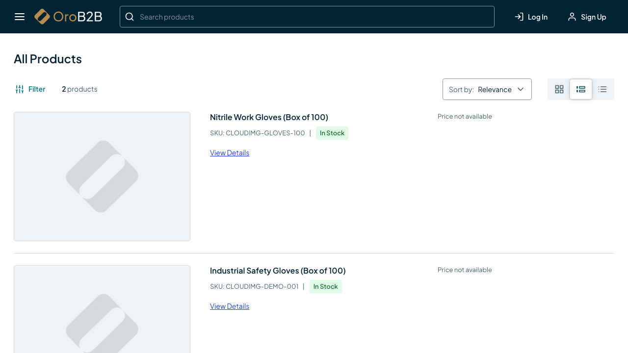 The storefront catalog listing products