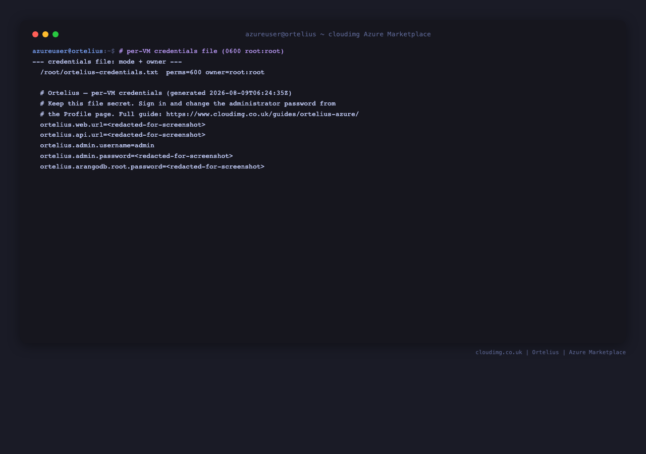 The credentials file contents (redacted)