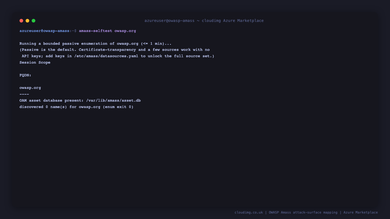 The enumeration engine running end to end and persisting the OAM database