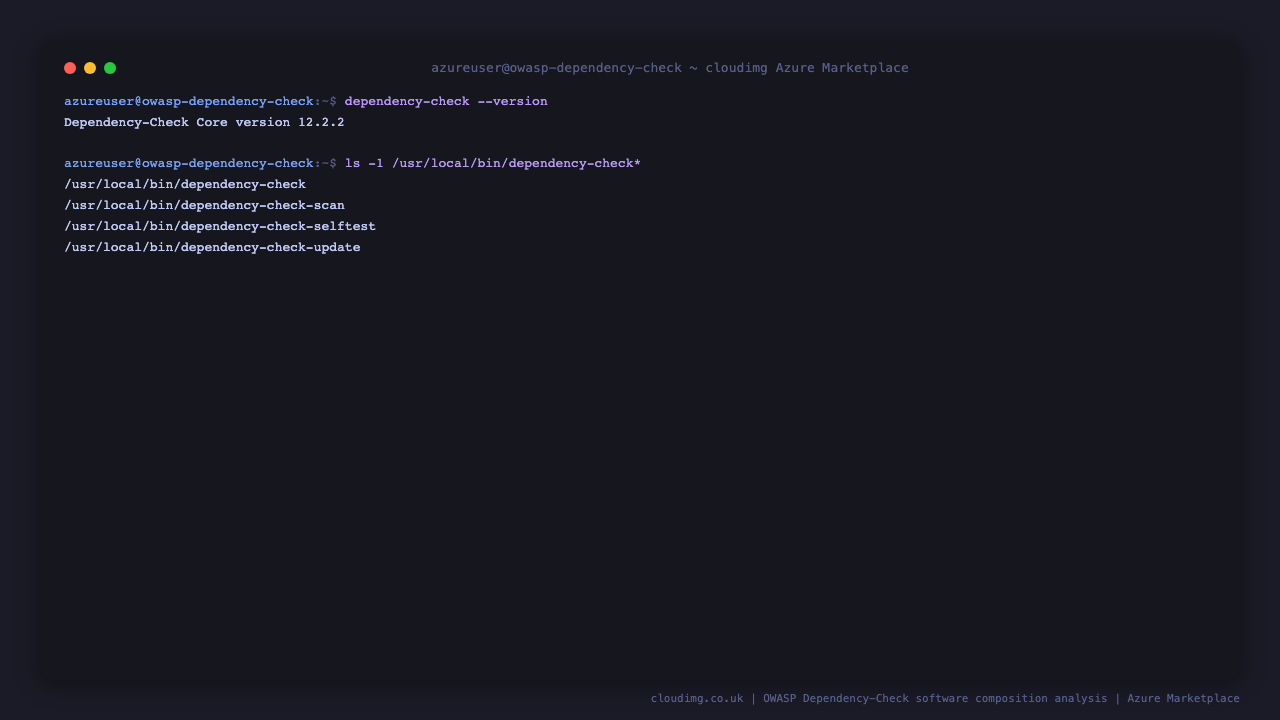 Dependency-Check version and the bundled helper commands