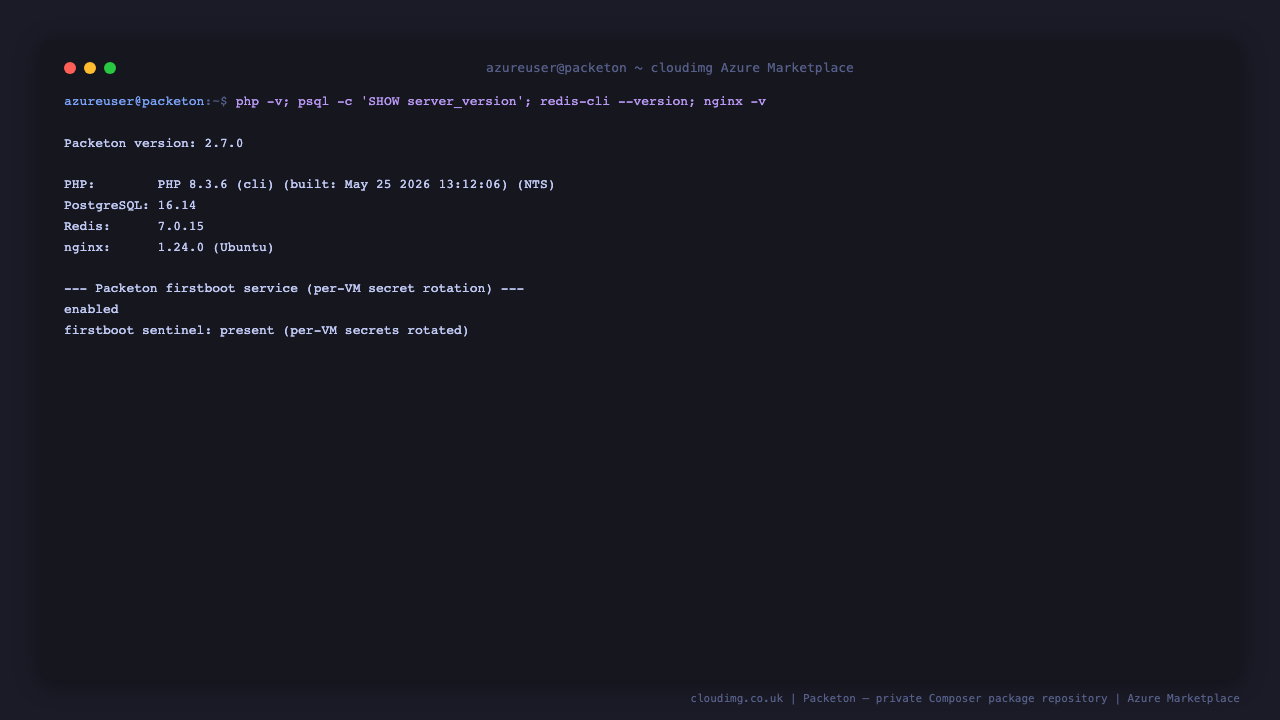 Packeton version and application stack