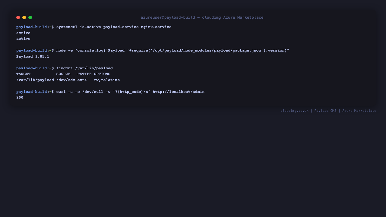 Payload CMS service status