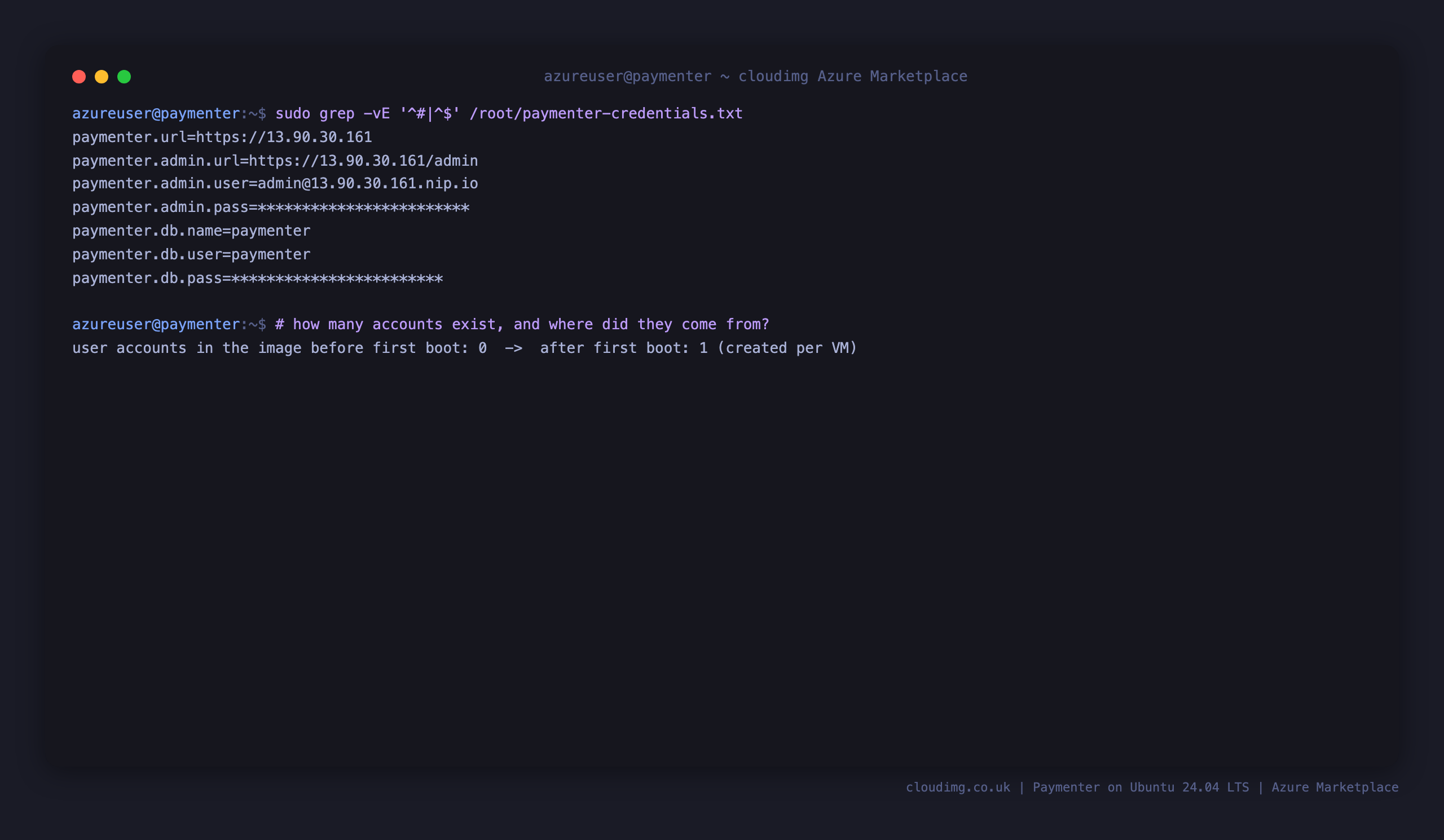 Per-VM credentials and the account count