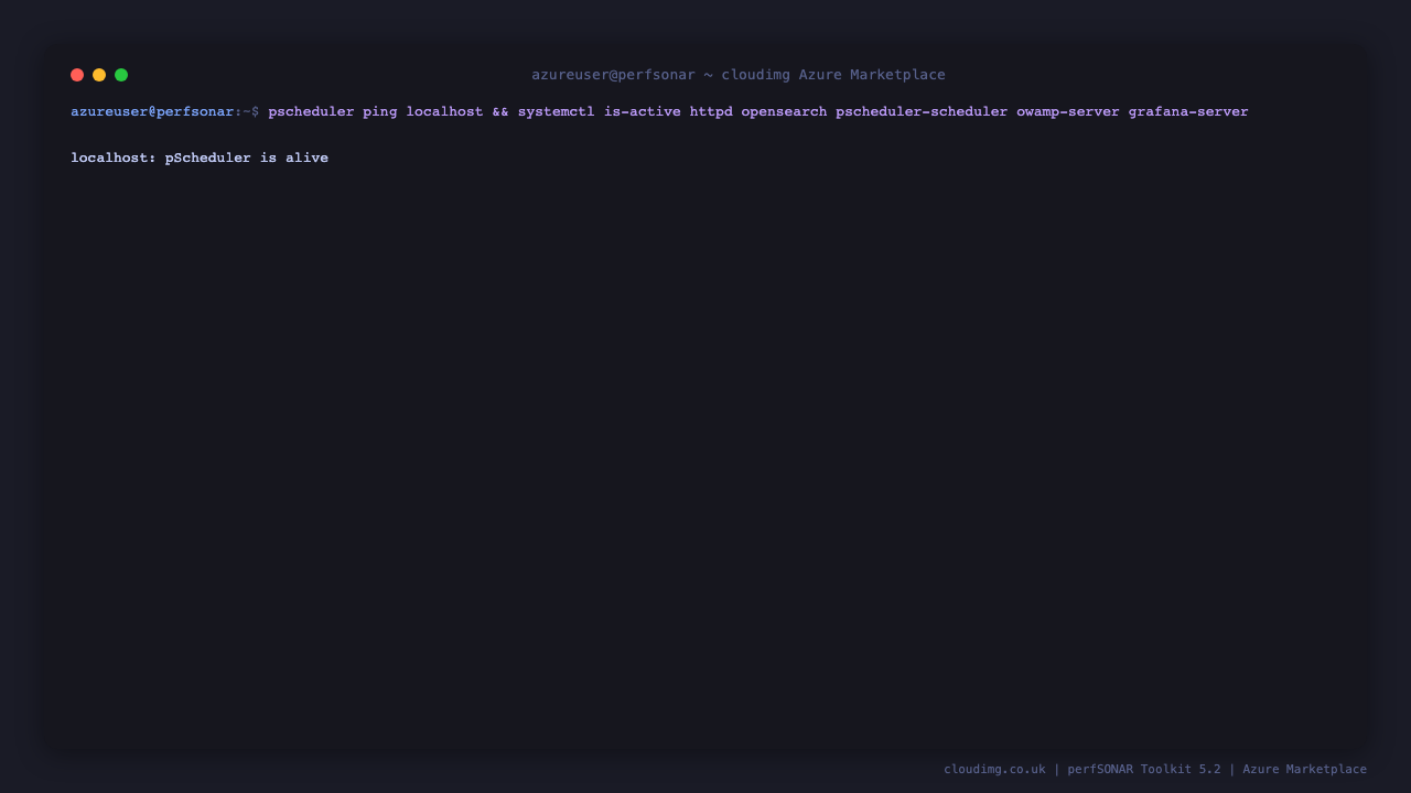 pScheduler alive and core perfSONAR services active