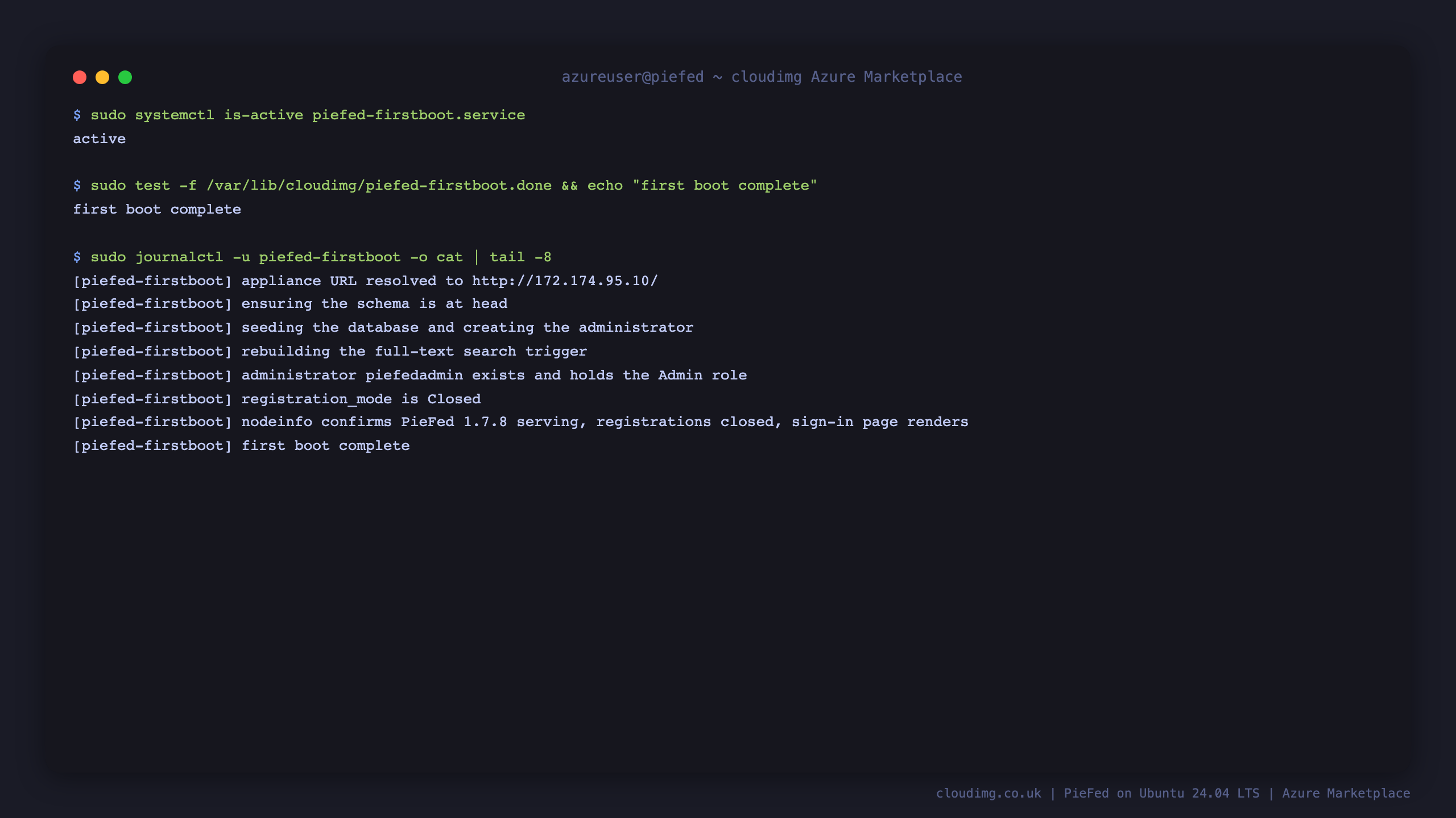 First-boot service state and sentinel