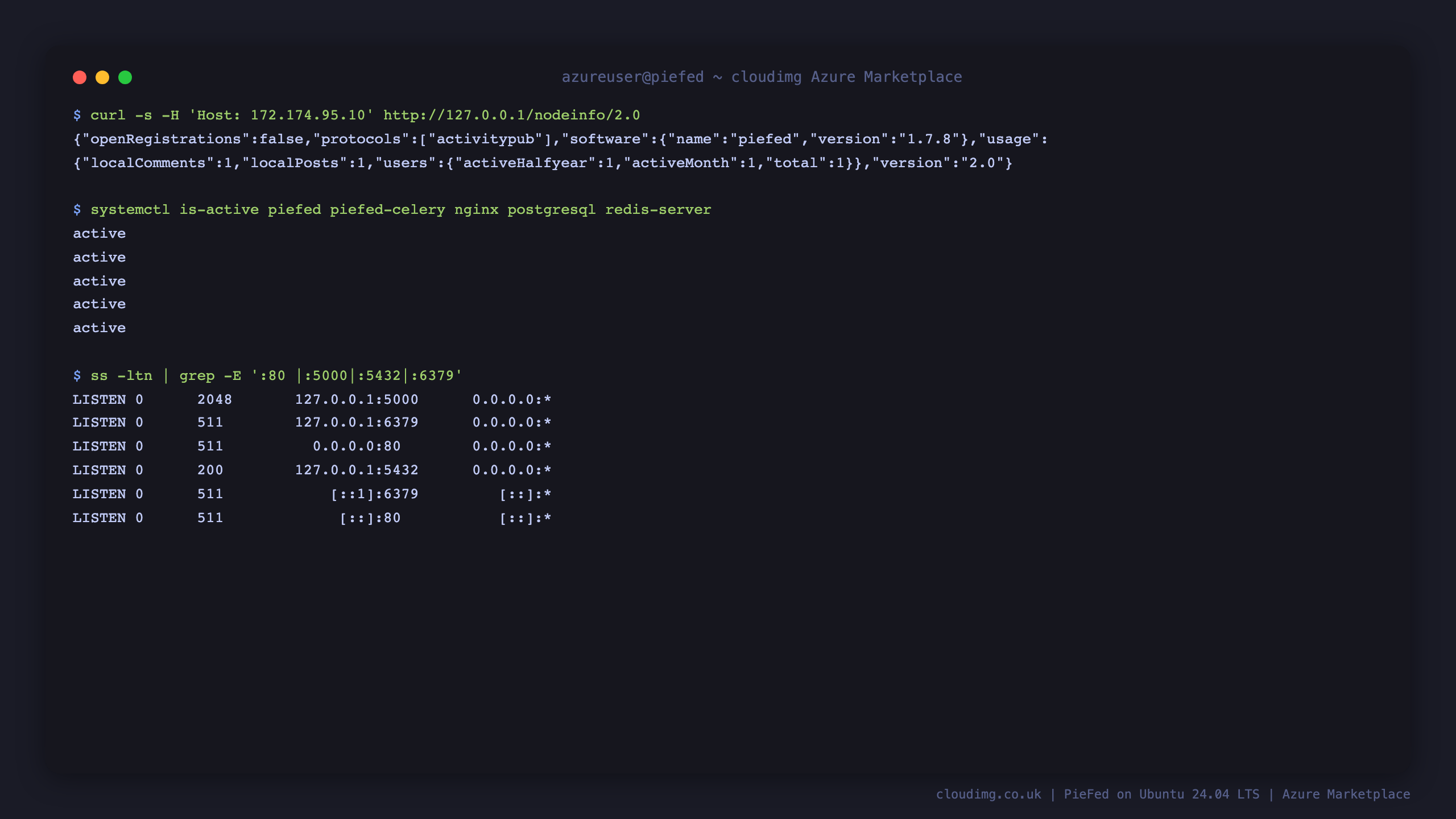 Service health and nodeinfo