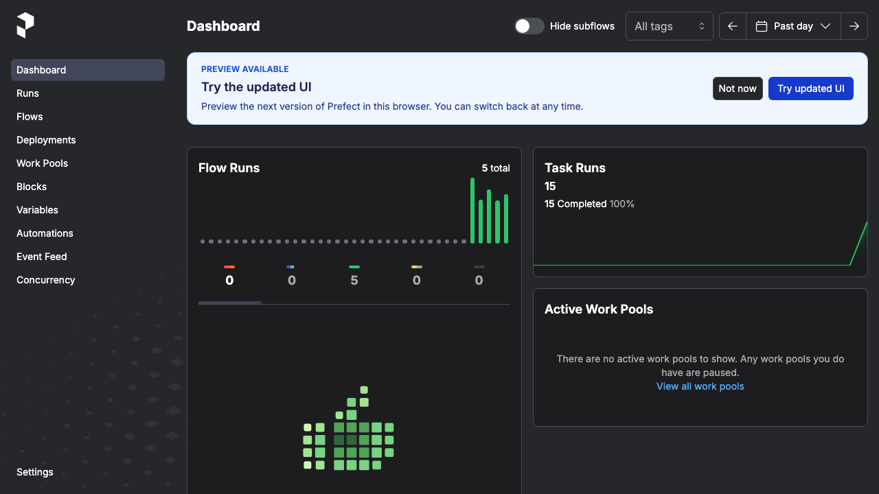 Prefect dashboard