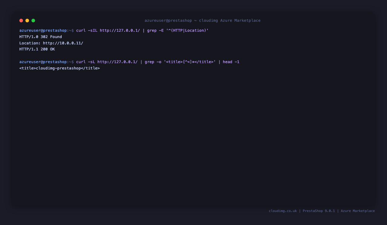 curl head request to storefront returning 302 then 200 with cloudimg-prestashop title