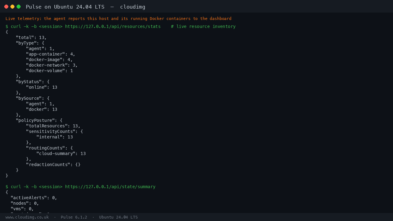 Pulse live monitoring inventory over the API