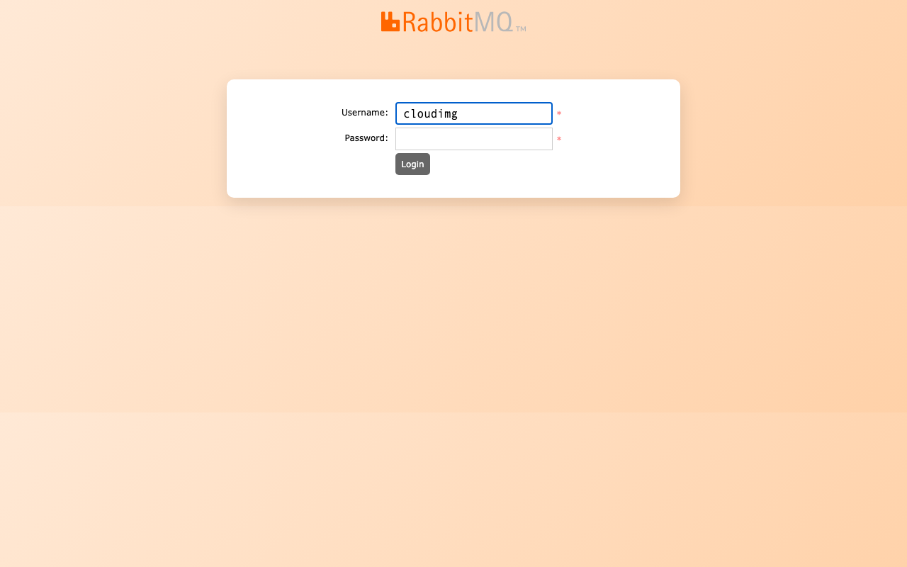 RabbitMQ management login page