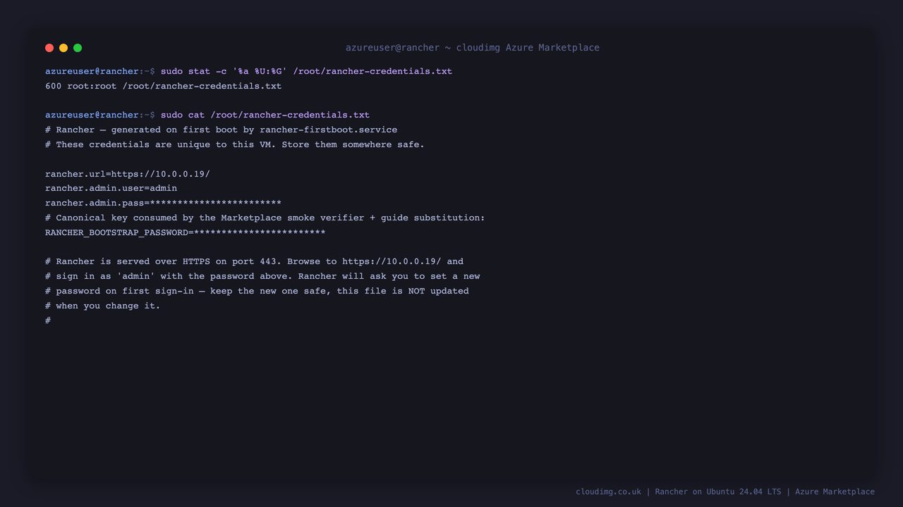 The per VM access notes, with the administrator password masked