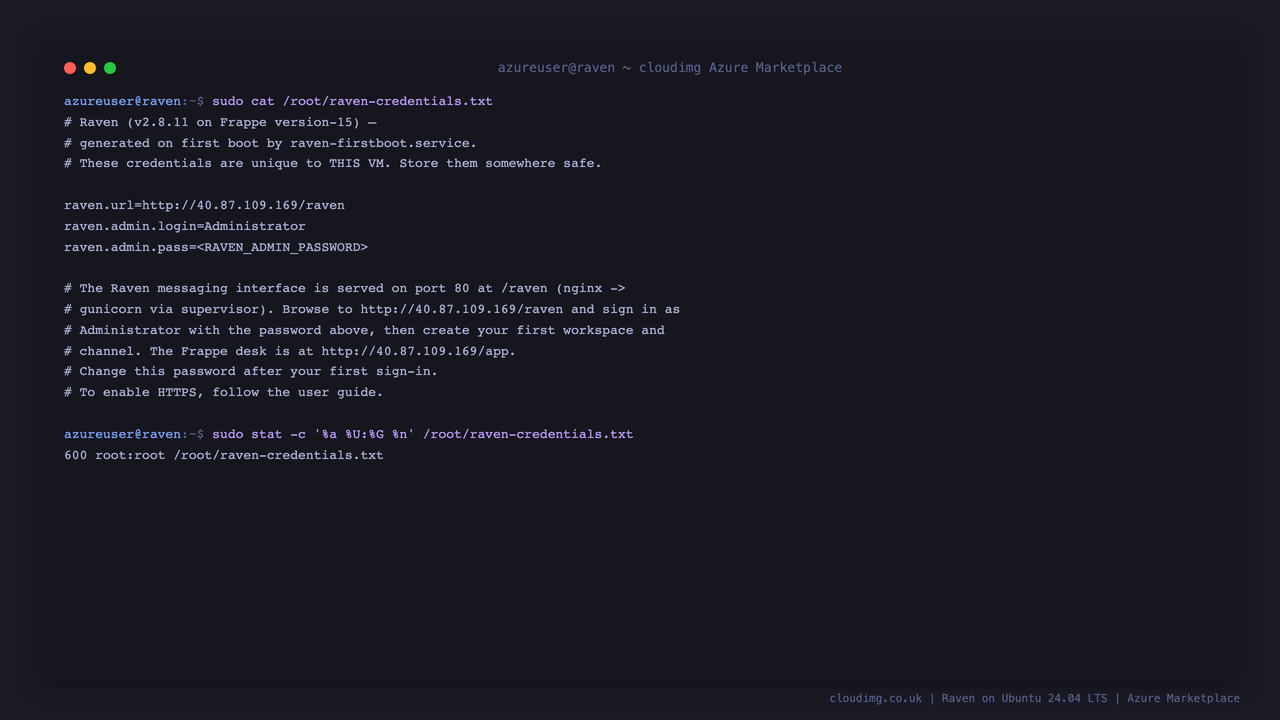 Per-VM Raven credentials file