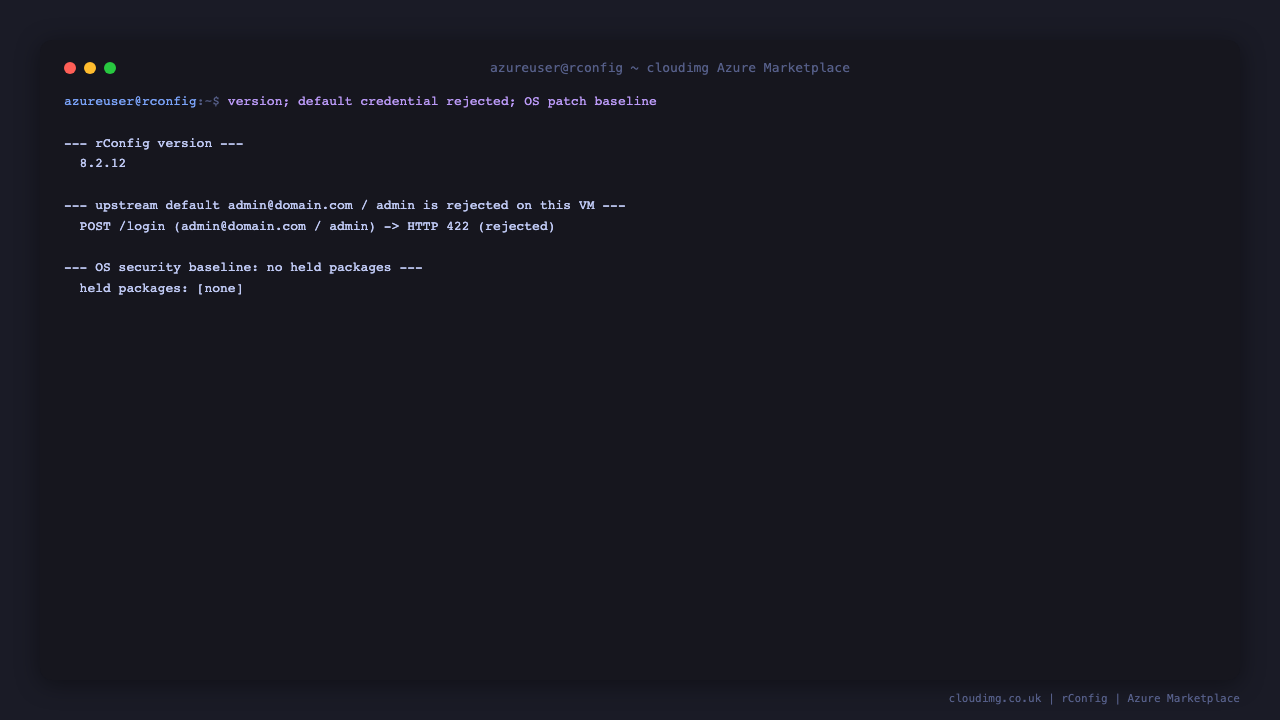Version and the default credential rejection proof