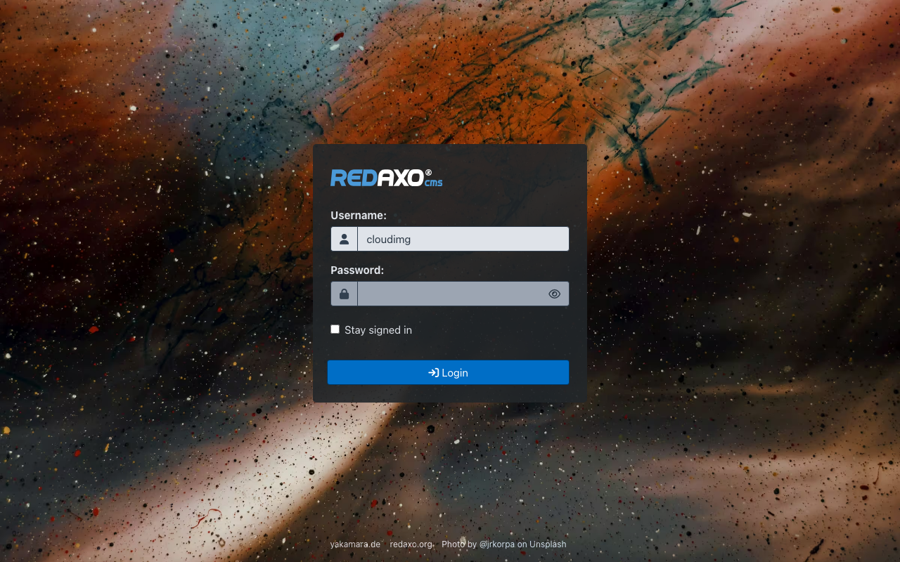 The REDAXO backend sign in page