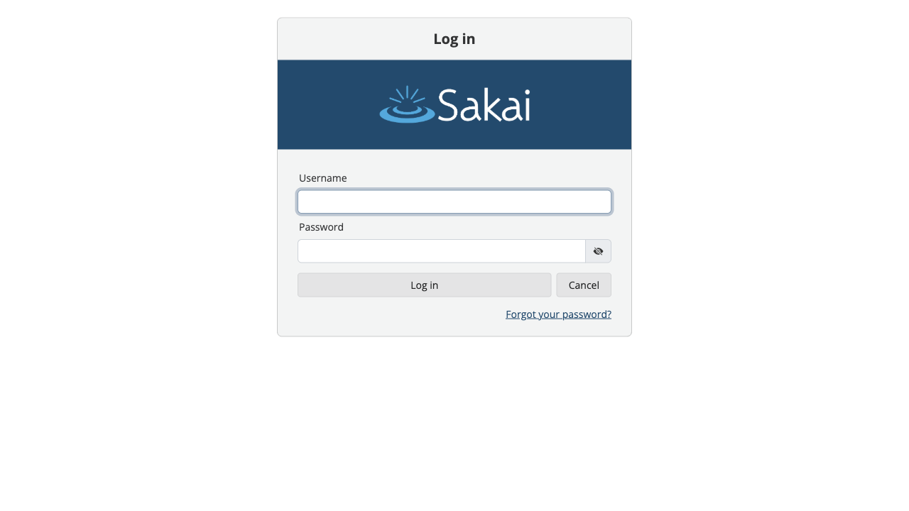 The Sakai sign-in page served over HTTPS