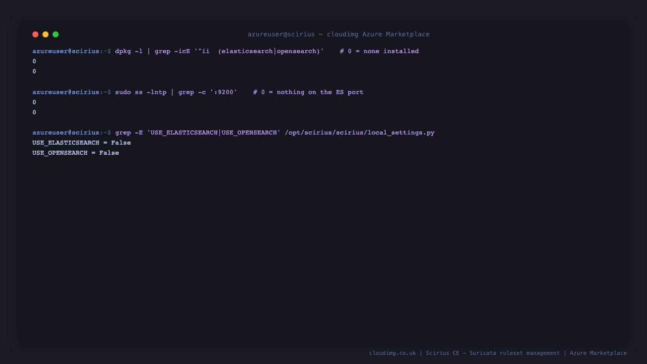No Elasticsearch or OpenSearch is installed